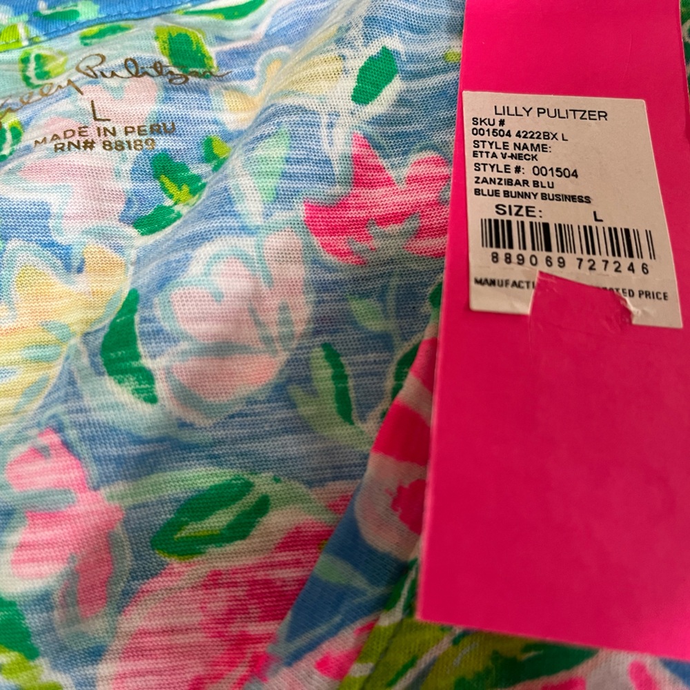 Lily Pulitzer Etta V-Neck Shirt, Size Large